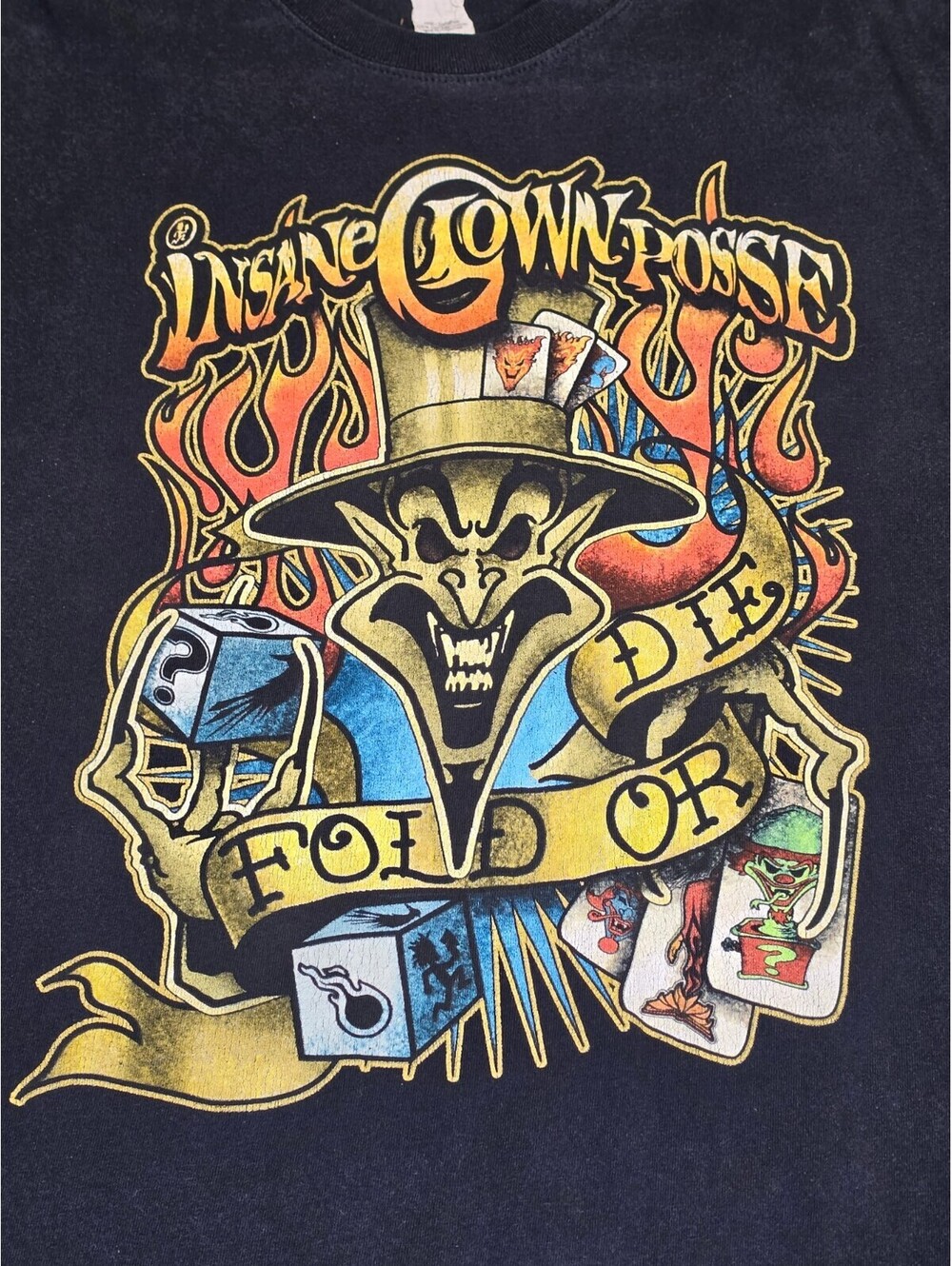 Vintage Insane Clown Posse Fold or Die Black Graphic T-Shirt Size Large